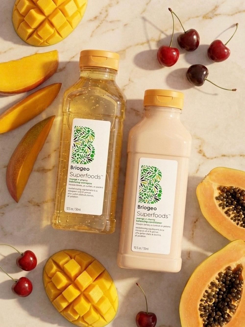 Briogeo Superfoods Mango Cherry Balancing Hair Pack Shampoo Conditioner Duo NIB - Picture 4 of 6